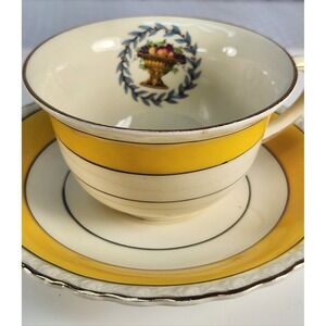 Yellow Myott‎ Staffordshire Urn and Fruit Teacup And Saucer 1940